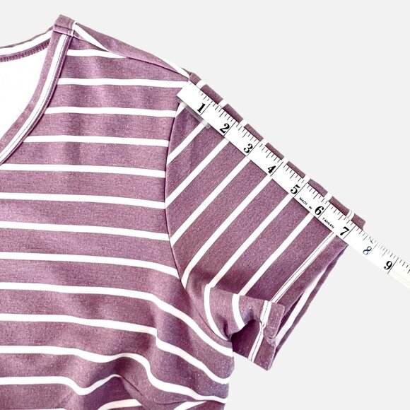 Womens 32 Degrees Cool Dress w/ Pockets Comfy Striped Short Sleeve V-Neck Sz L - Picture 12 of 14